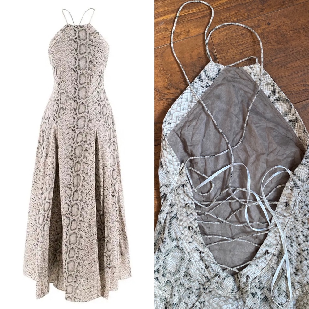 Zimmermann Snake Print Dress - Cream and Gray